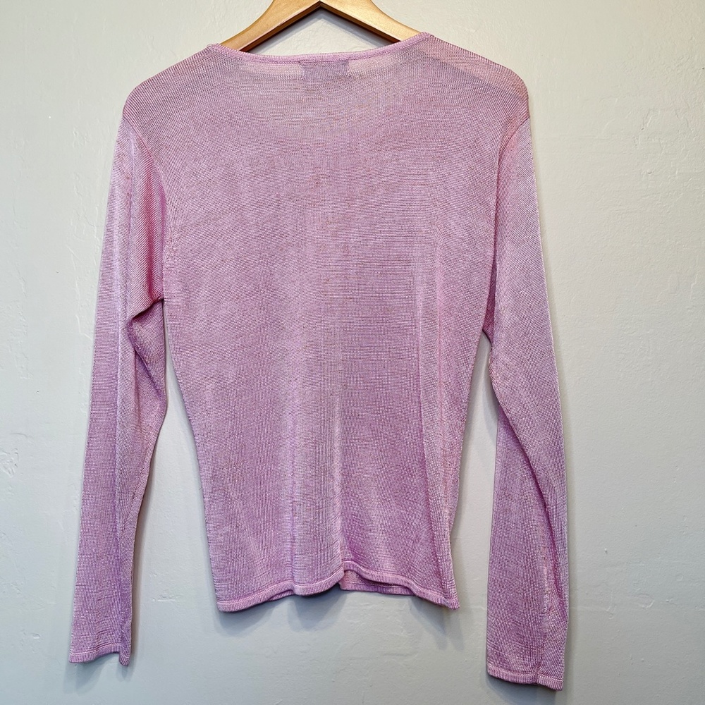 Limited | Y2K Barbie Jewel Tone Metallic Threading Long Sleeve Sweater Cardi - Picture 4 of 9